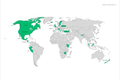 World Map of highlighted countries where we treated R-CPD patients.